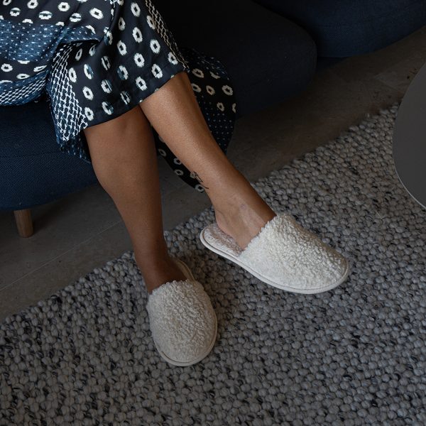 biofootwear Pantoffel Pelz Bio-Baumwolle Luxus Hausschuhe weiß anpassbar Unisex Einwegartikel